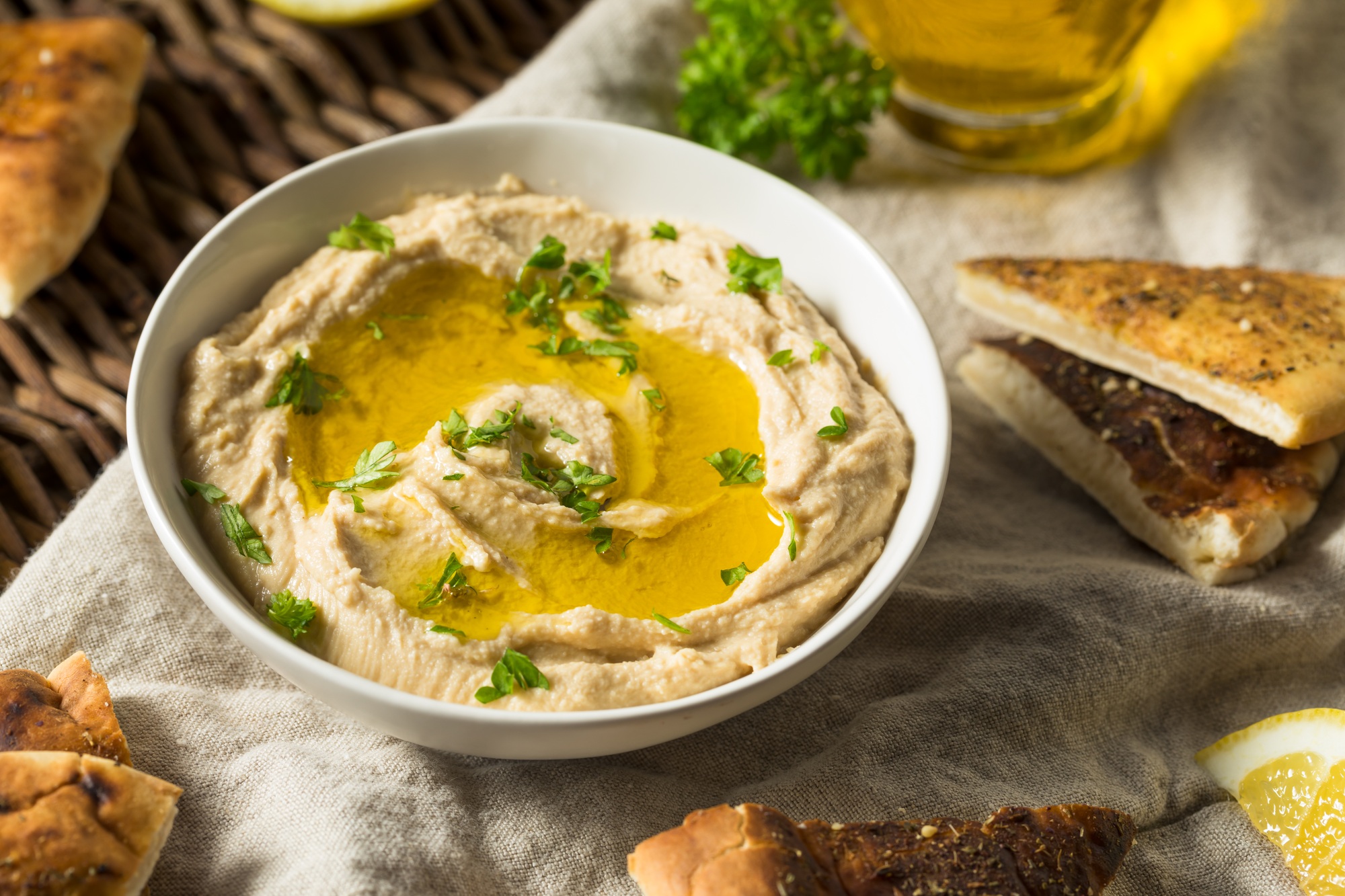 Organic Homemade Chickpea Hummus with PIta