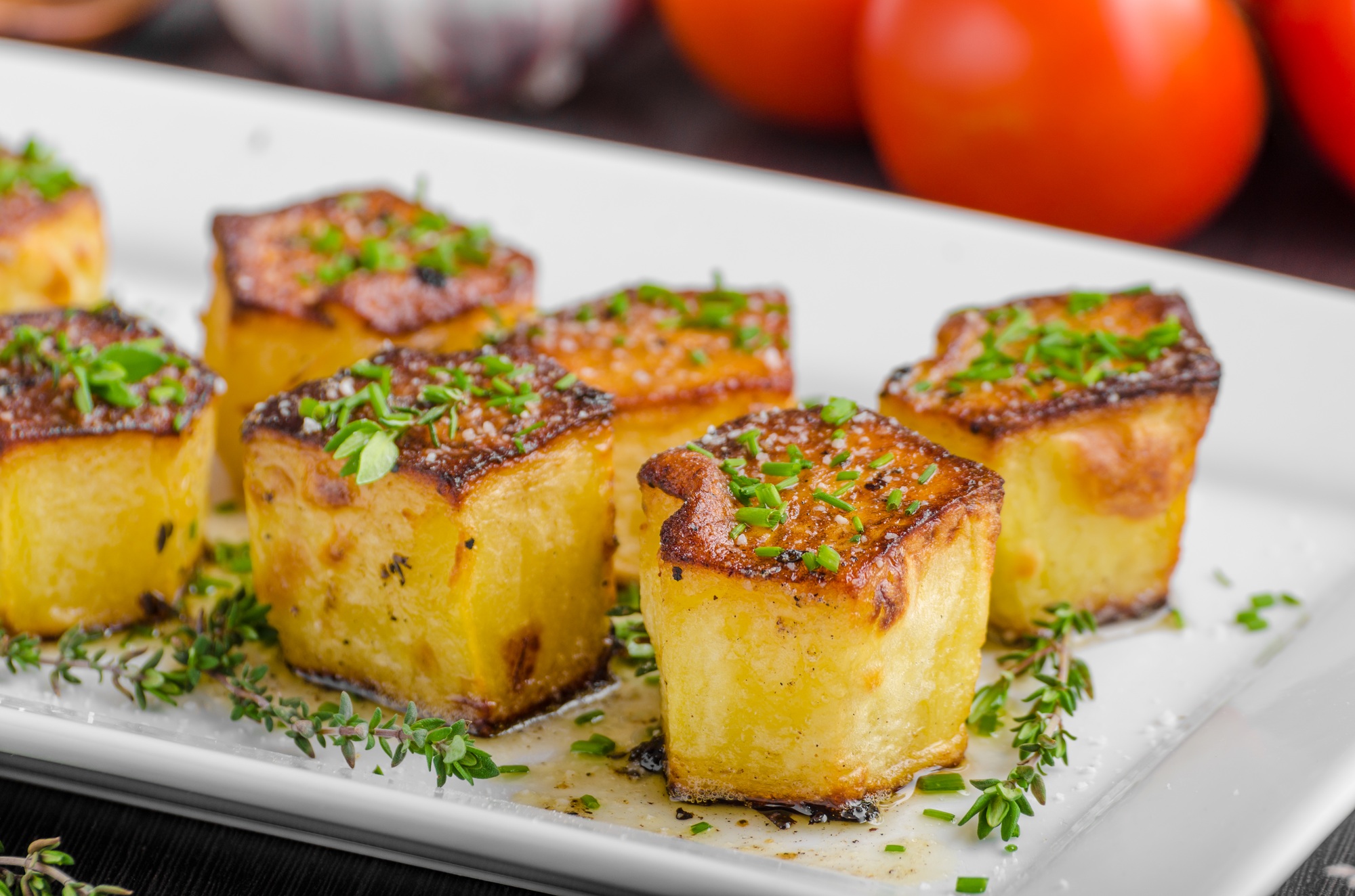 Potato fondant with garlic and herbs