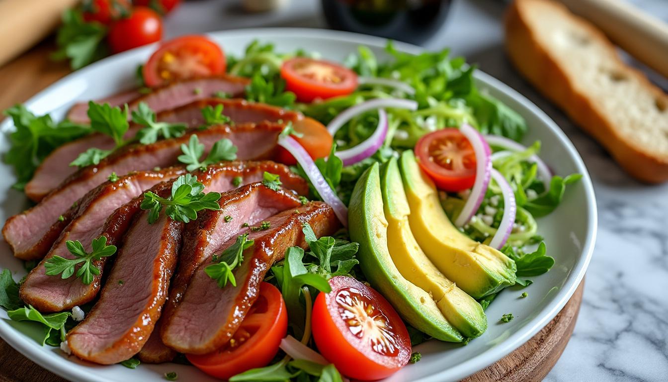découvrez nos astuces pour personnaliser votre salade de magret de canard fumé et avocat selon vos goûts, alliant saveurs uniques et originalité dans chaque bouchée.