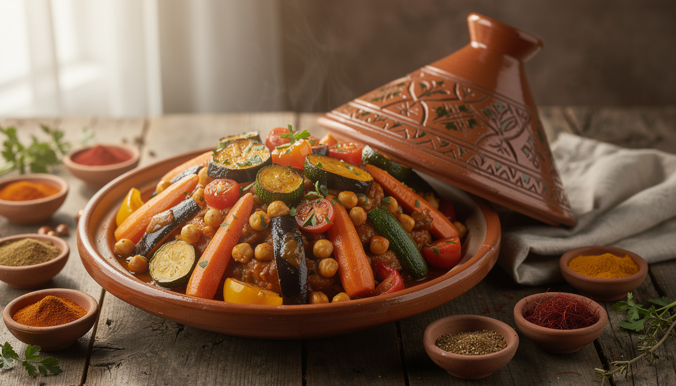 découvrez comment préparer un tajine végétarien sucré-salé savoureux en moins d'une heure grâce à notre recette facile et rapide, idéale pour un repas sain et délicieux.